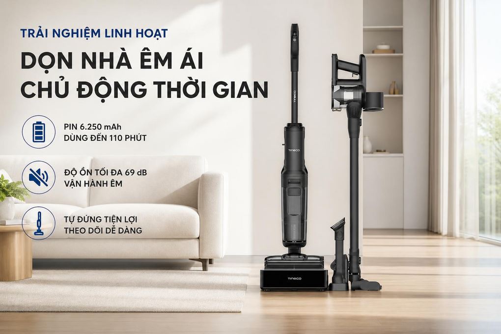 Máy hút bụi lau sàn Tineco Floor One Switch S7 Steam Màu Đen