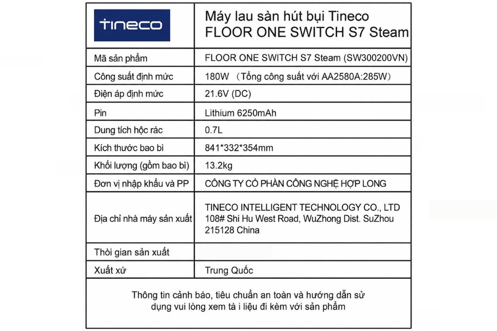 Máy hút bụi lau sàn Tineco Floor One Switch S7 Steam Màu Đen