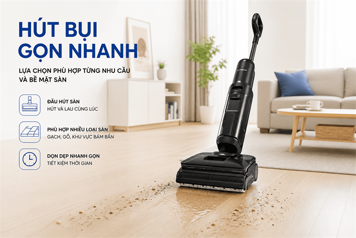Máy hút bụi lau sàn Tineco Floor One i7 Steam Màu Đen