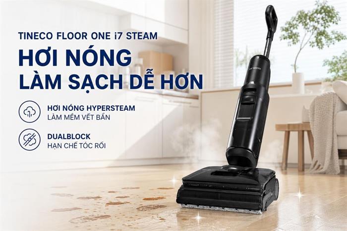 Máy hút bụi lau sàn Tineco Floor One i7 Steam Màu Đen