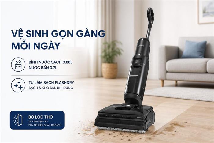 Máy hút bụi lau sàn Tineco Floor One i7 Steam Màu Đen