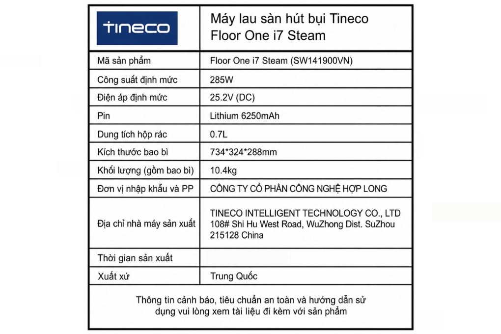 Máy hút bụi lau sàn Tineco Floor One i7 Steam Màu Đen