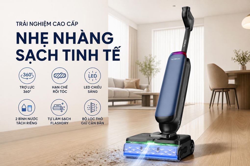Máy hút bụi lau sàn Tineco Floor One Station S9 Artist Màu Đen/Xanh