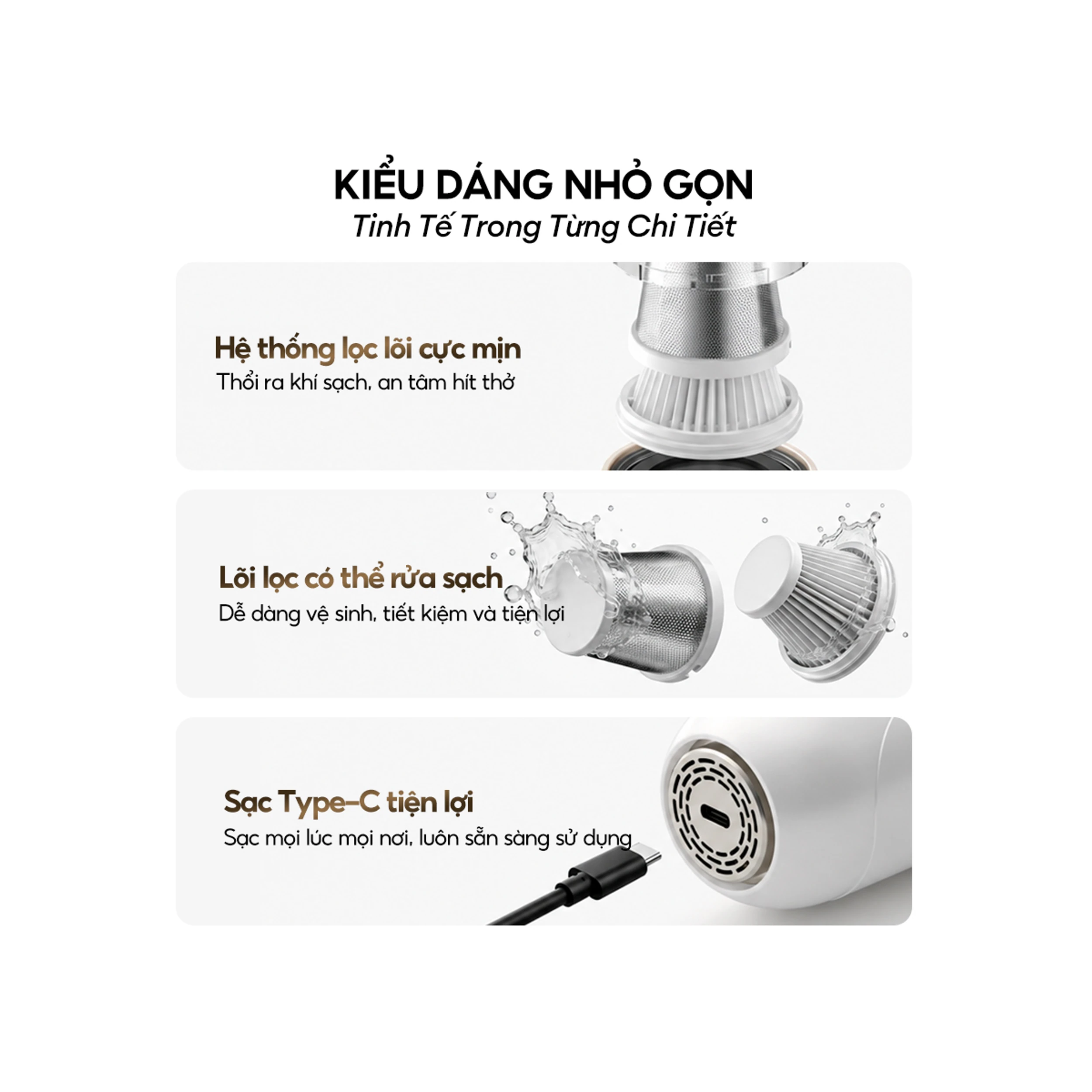 Máy hút bụi cầm tay Deerma DEM-XC02 Màu Trắng