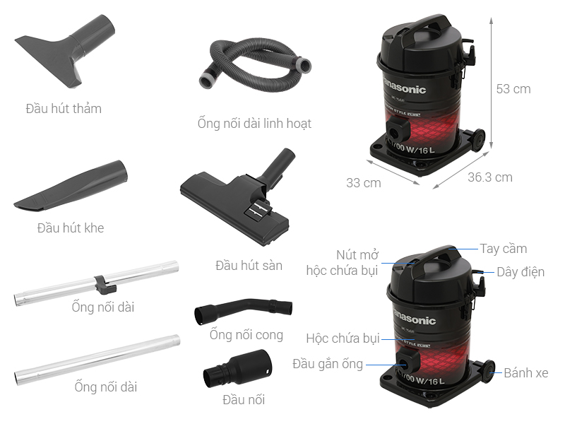 Máy hút bụi công nghiệp Panasonic MC-YL631RN46