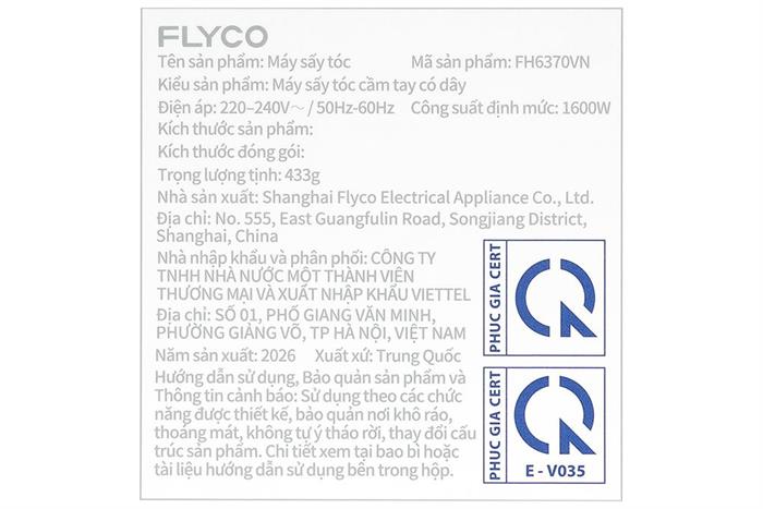 Máy sấy tóc tốc độ cao Flyco FH6370 Màu Hồng phấn