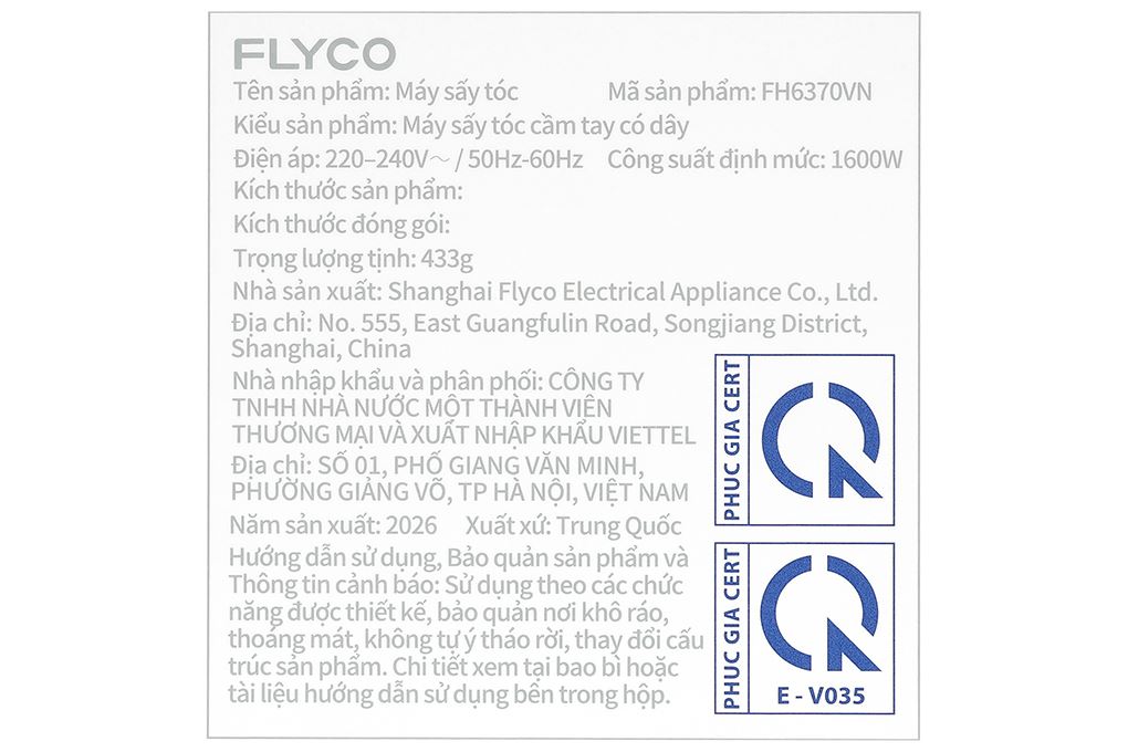 Máy sấy tóc tốc độ cao Flyco FH6370 Màu Hồng phấn