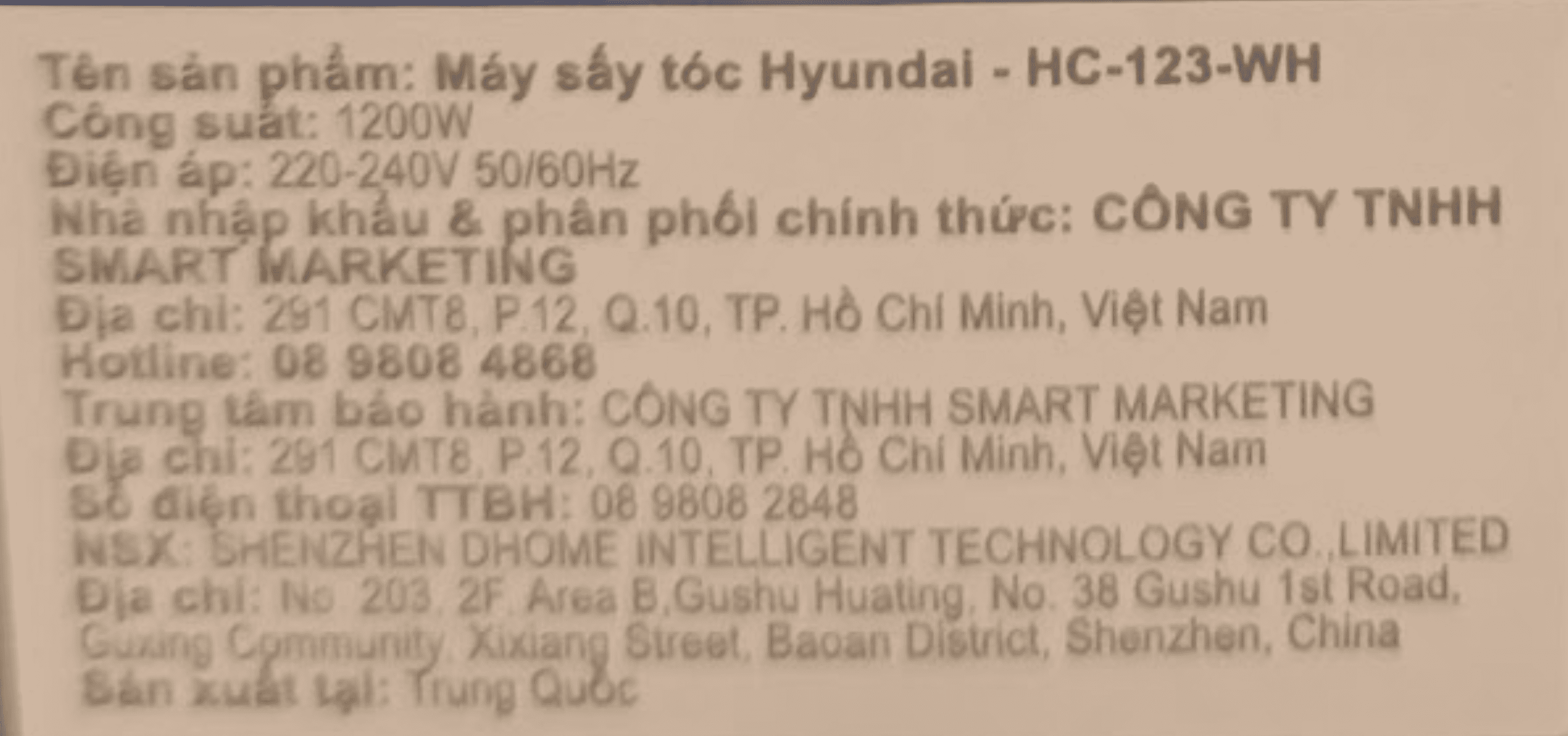 Máy sấy tóc Hyundai HC-123-WH Màu Trắng