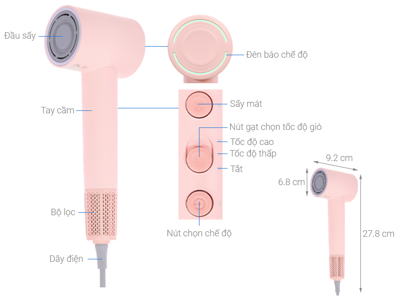 Máy sấy tóc tốc độ cao LUMIAS HDL-1500 PRO Hồng