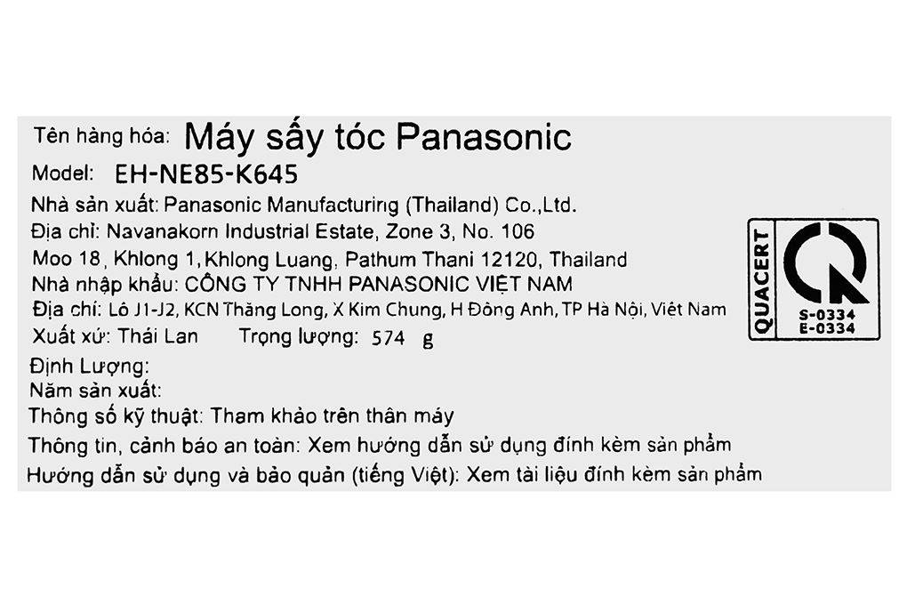 Máy sấy tóc Panasonic EH-NE85-K645 Màu Đen