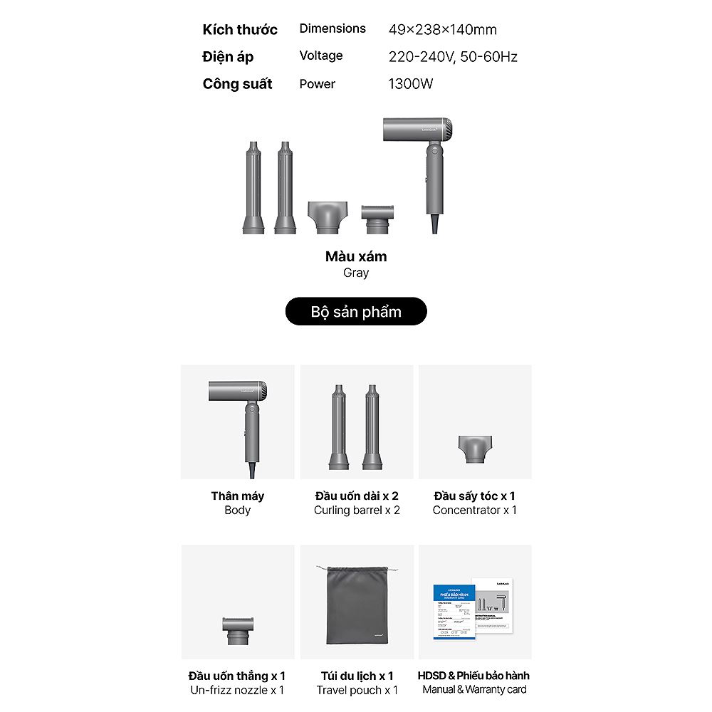 Máy sấy tóc tốc độ cao Lock&Lock ENA626GRY - 23