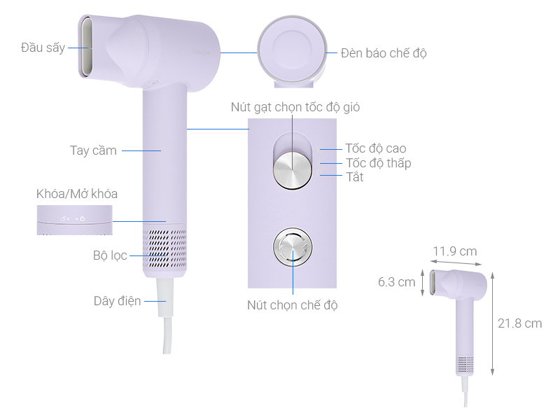Máy sấy tóc tốc độ cao Showsee A15-V