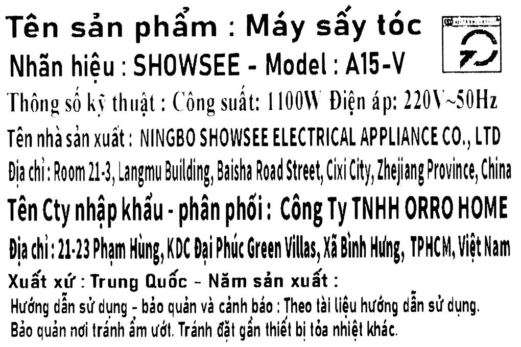 Máy sấy tóc tốc độ cao Showsee A15-V Màu Tím