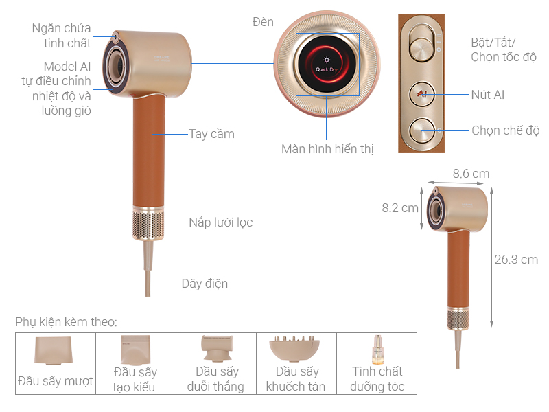 Máy sấy tóc và tạo kiểu đa năng Dreame Hair Miracle Pro AHX30