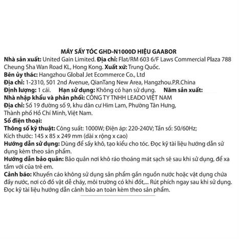 Máy sấy tóc Gaabor GHD-N1000D Màu Hồng