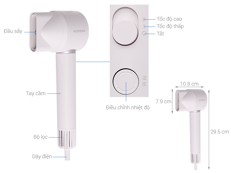Máy sấy tóc tốc độ cao Flyco FH6371