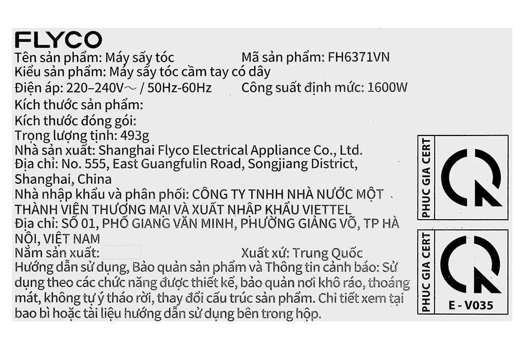 Máy sấy tóc tốc độ cao Flyco FH6371 Màu Hồng