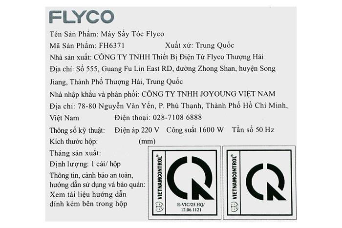 Máy sấy tóc tốc độ cao Flyco FH6371 Màu Hồng