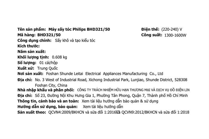 Máy sấy tóc Philips BHD321/50 Màu Hồng