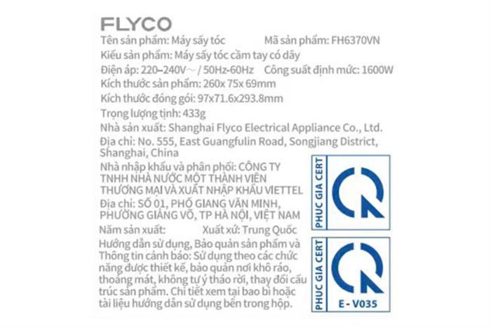 Máy sấy tóc Flyco FH6370VN Màu Trắng