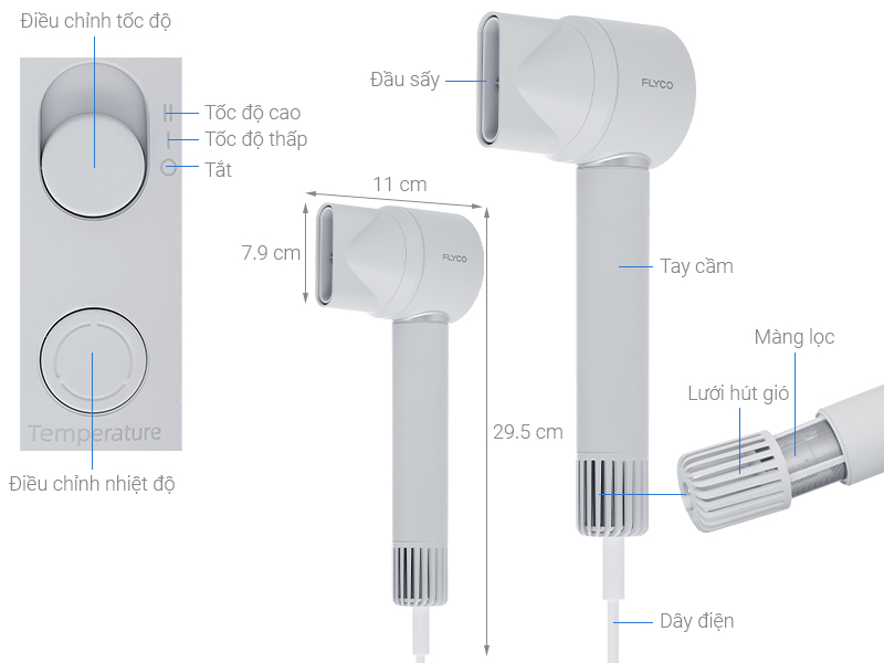 Máy sấy tóc tốc độ cao Flyco FH6371VN