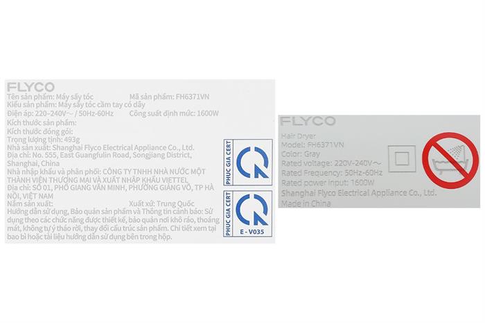Máy sấy tóc tốc độ cao Flyco FH6371VN Màu Xám