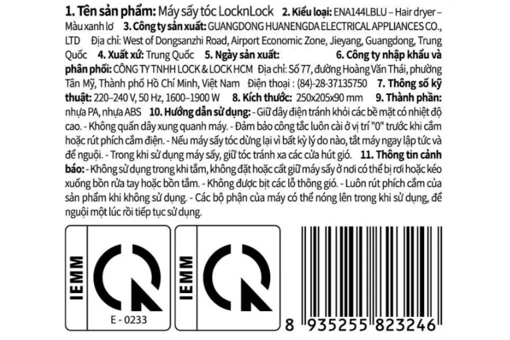 Máy sấy tóc Lock&Lock ENA144LBLU - 13