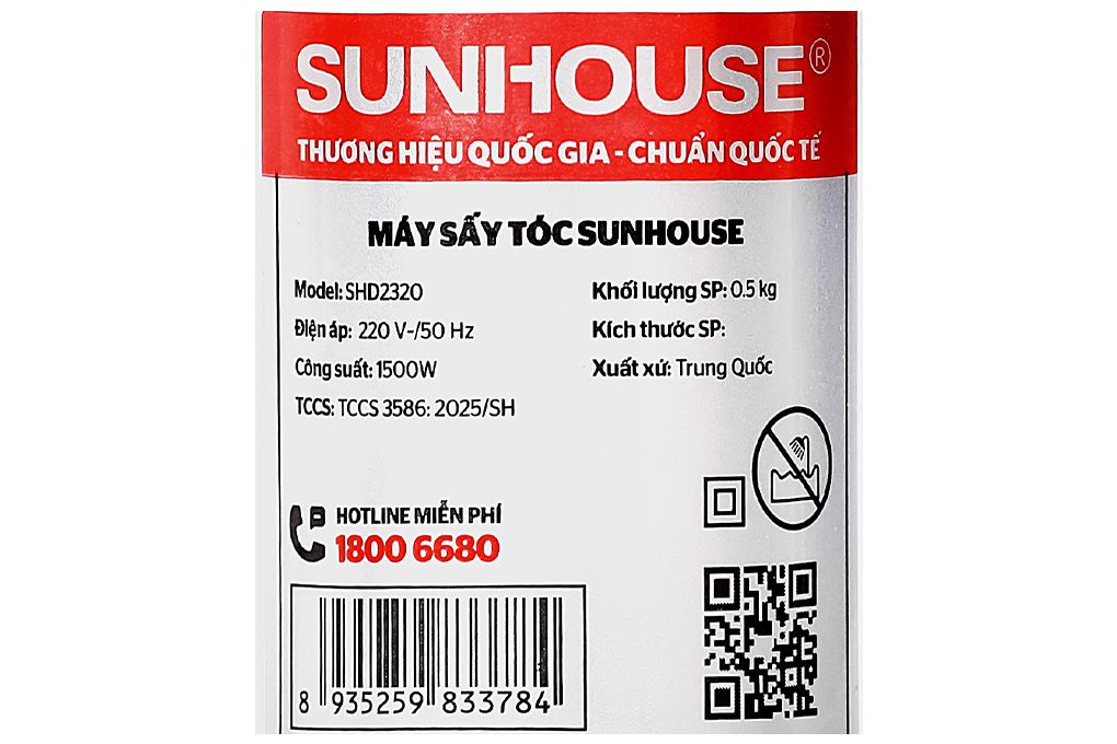 Máy sấy tóc tốc độ cao Sunhouse SHD2320 Màu Trắng