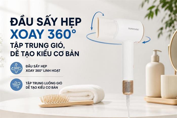 Máy sấy tóc tốc độ cao Sunhouse SHD2320 Màu Trắng