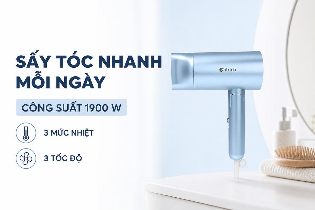 Máy sấy tóc Elmich HDE-8591 Màu Xanh nhạt
