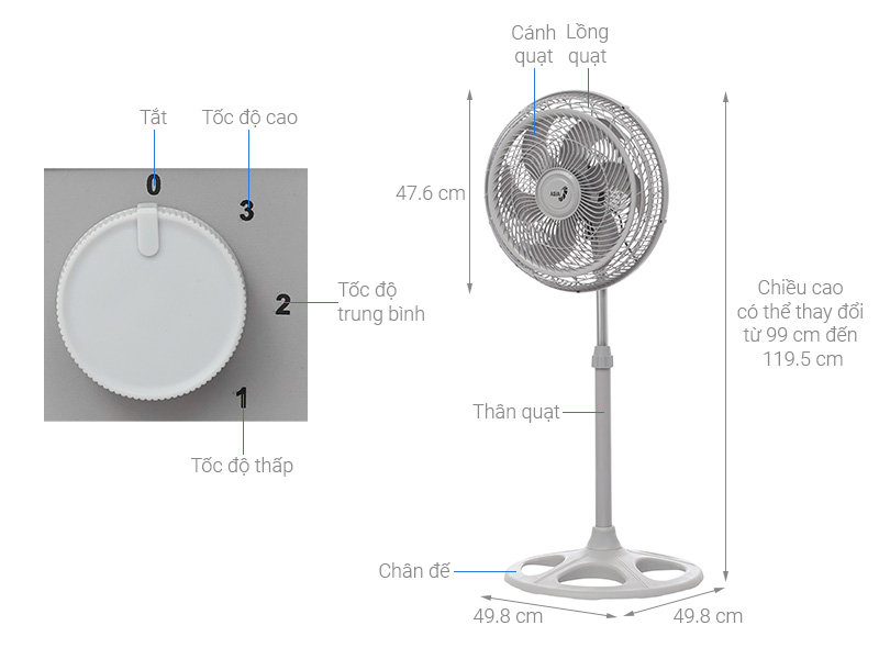 Quạt đứng Asia 6 cánh VY639990 80W