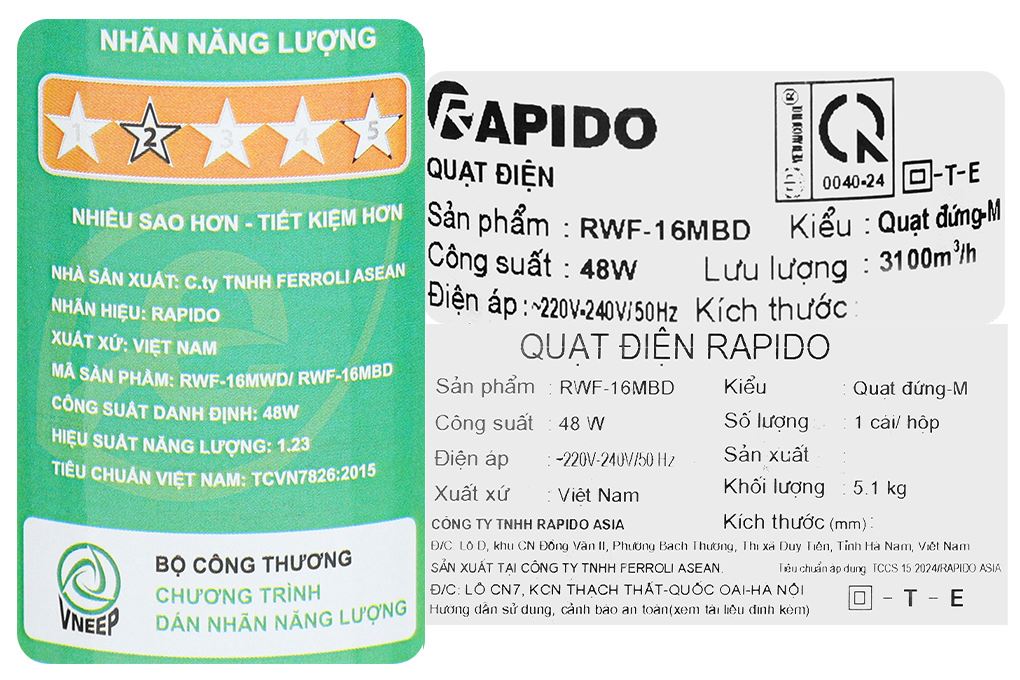 Quạt đứng Rapido RWF-16MBD 48W - 9