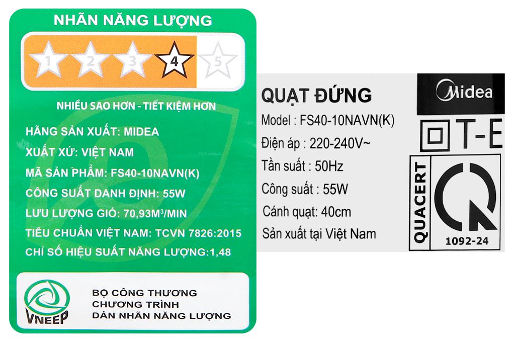 Quạt đứng Midea FS40-10NAVN(K) 55W Màu Đen
