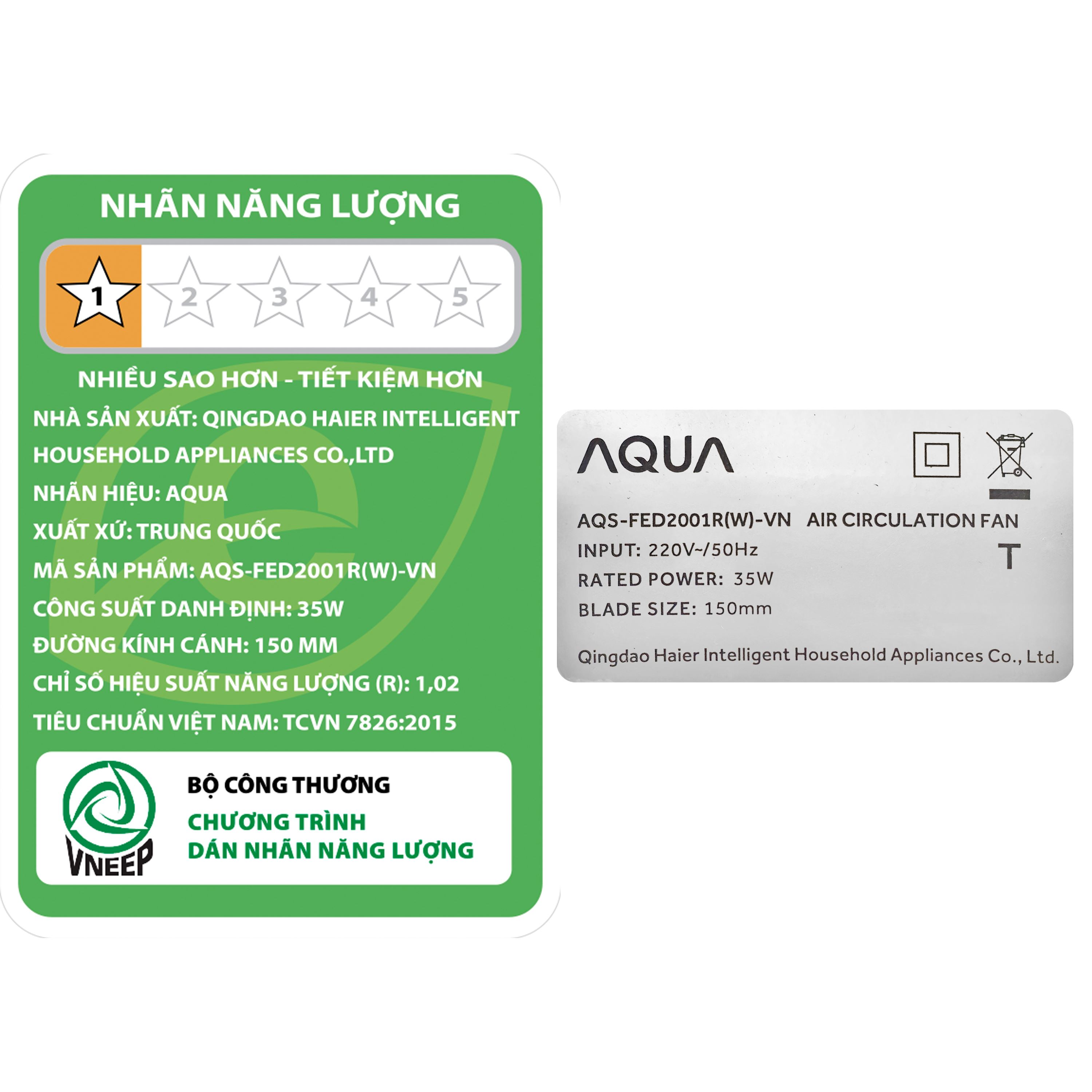 Quạt bàn AQUA 3 cánh AQS-FED2001R(W)-VN 35W Màu Trắng