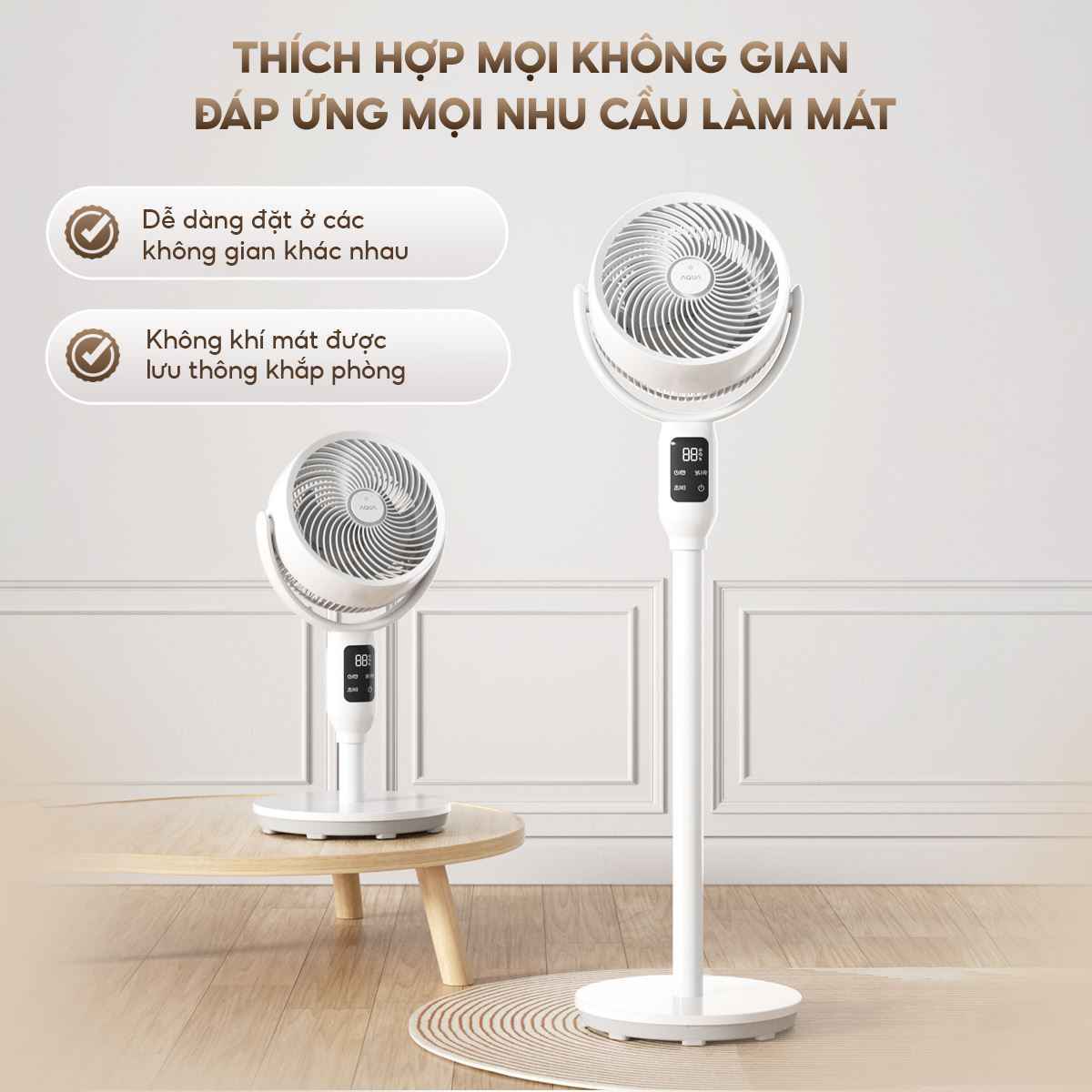 Quạt đứng AQUA 3 cánh AQF-ED1823T(W) 40W thiết kế gọn nhẹ