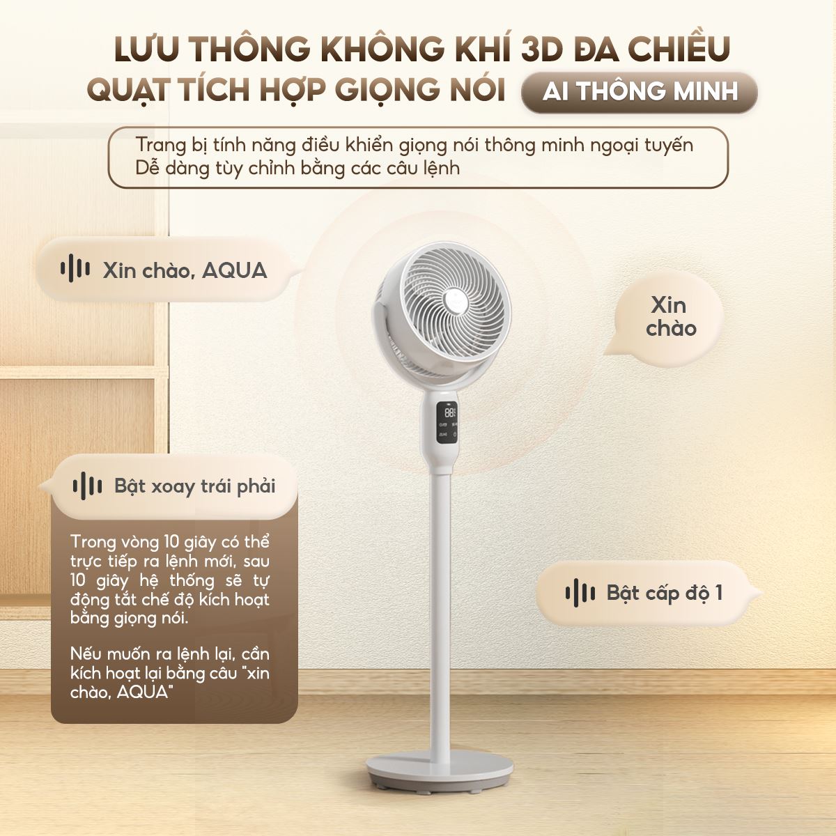 Quạt đứng AQUA 3 cánh AQF-ED1823T(W) 40W điều khiển thông minh