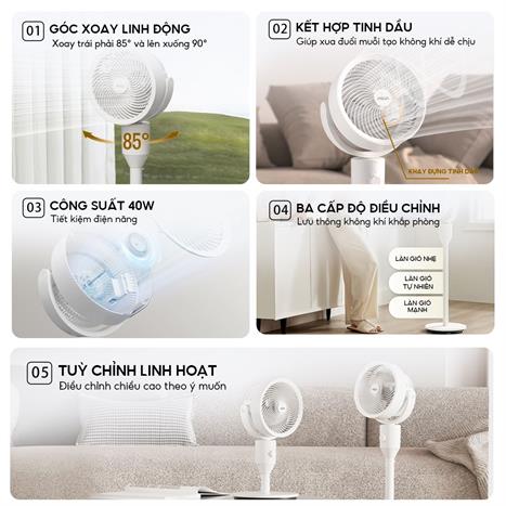 Quạt đứng AQUA 3 cánh AQF-ED1800T(W) 40W Màu Trắng