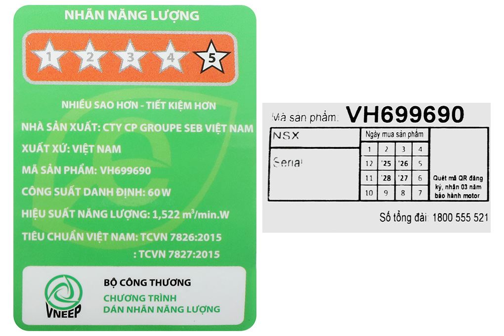 Quạt đứng Tefal 7 cánh VH699690 60W Màu Trắng