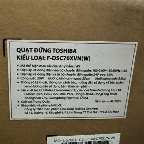 Quạt đứng Toshiba 7 cánh F-DSC70XVN(W) 20W Màu Trắng