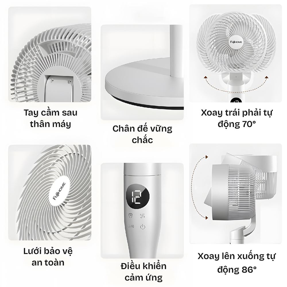 Quạt cây FUJIHOME 3 cánh CF201 30 - 40W Màu Trắng