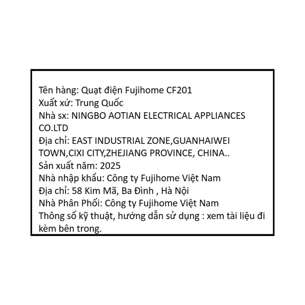 Quạt cây FUJIHOME 3 cánh CF201 30 - 40W Màu Trắng
