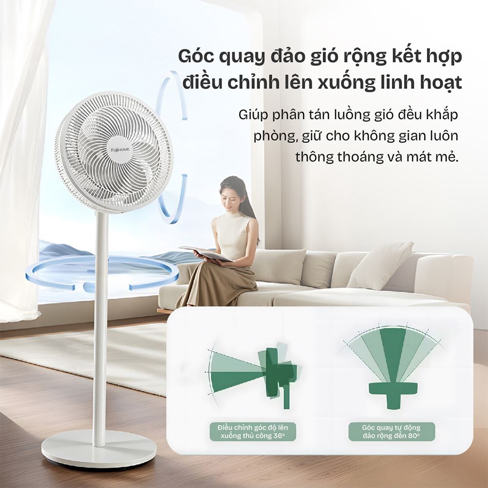 Quạt đứng FUJIHOME 7 cánh SF3001 40 - 60W Màu Trắng