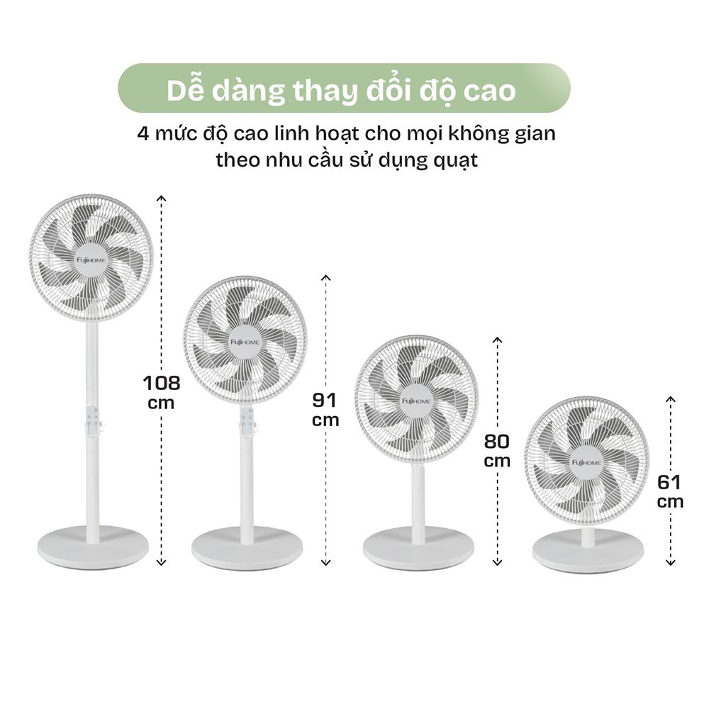 Quạt đứng FUJIHOME 7 cánh SF3001 40 - 60W Màu Trắng