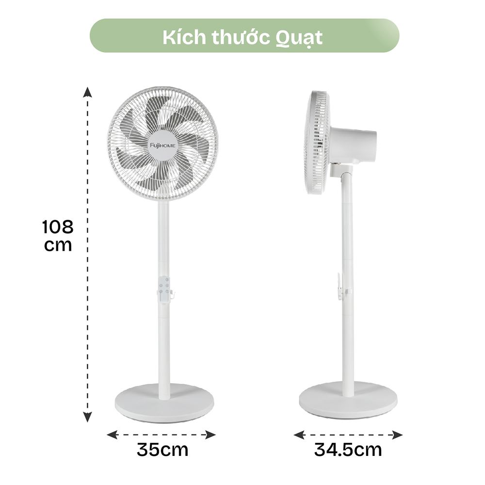Quạt đứng FUJIHOME 7 cánh SF3001 40 - 60W Màu Trắng