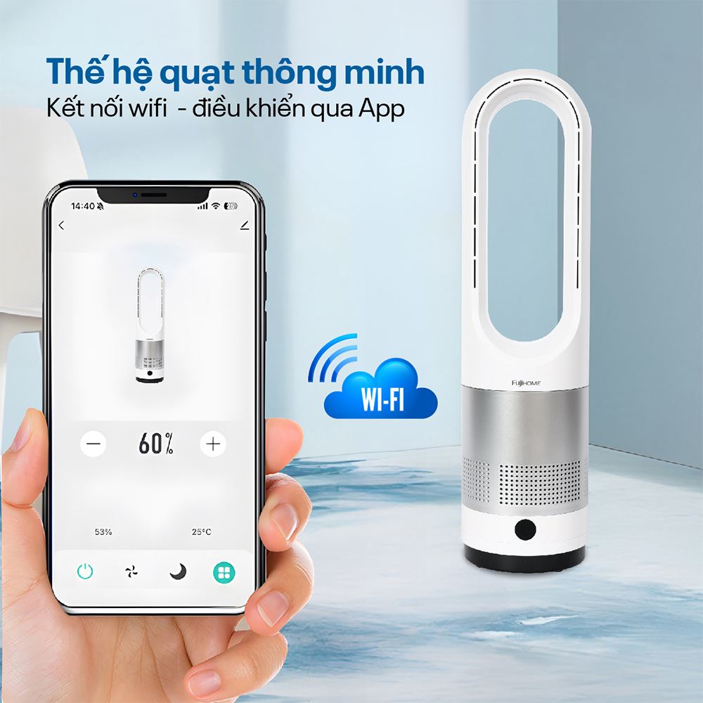 Quạt không cánh FUJIHOME BF18 30W Màu Trắng