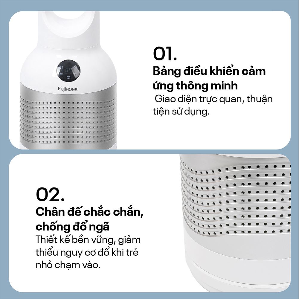 Quạt không cánh FUJIHOME BF22-HEPA 30W Màu Trắng