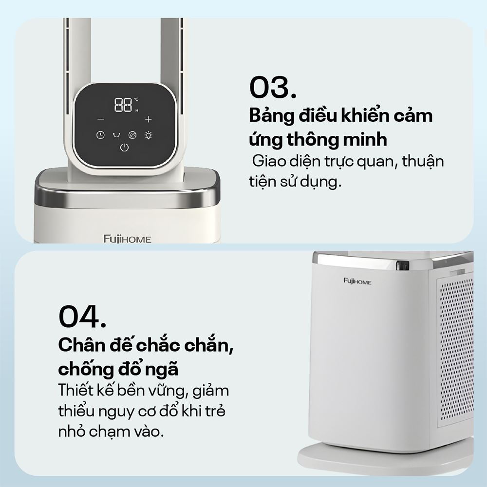 Quạt không cánh FUJIHOME BF-05R-HEPA 65W Màu Trắng