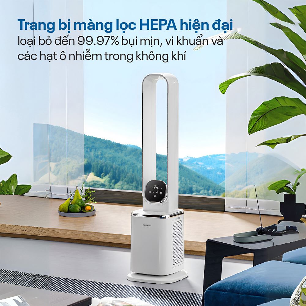 Quạt không cánh FUJIHOME BF-05R-HEPA 65W Màu Trắng