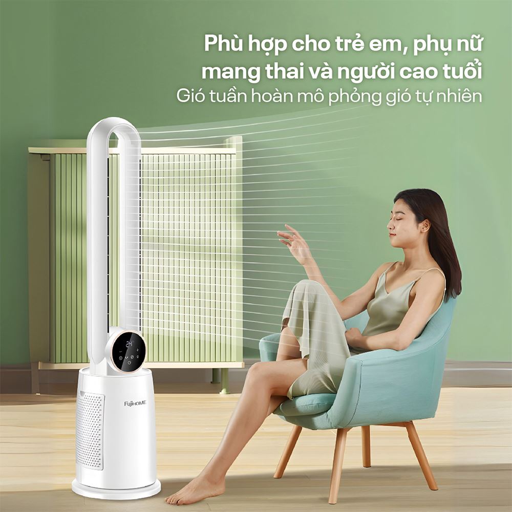 Quạt không cánh FUJIHOME BF-03RC 65W Màu Trắng