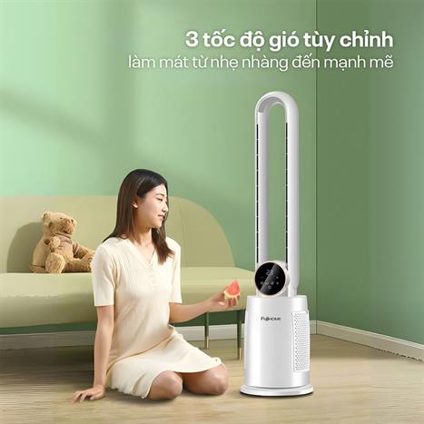 Quạt không cánh hơi nước tích hợp lọc không khí ion FUJIHOME BF-03RC 65W Màu Trắng